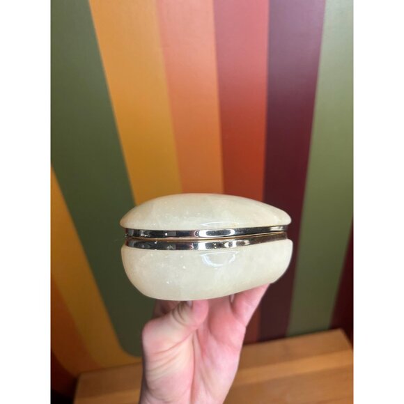 Alabaster Stone marble design trinket dish jewellery box hand carved Italy - Picture 5 of 7